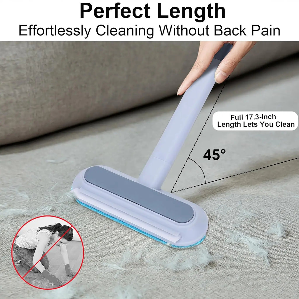 4-in-1 Reusable Lint Remover Broom with 17.7-Inch Standard Handle - Effective Pet Hair Removal Tool for Furniture and Car Seats (Single Pack)