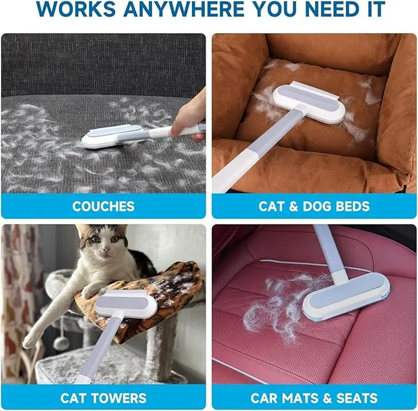 4-in-1 Reusable Lint Remover Broom with 17.7-Inch Standard Handle - Effective Pet Hair Removal Tool for Furniture and Car Seats (Single Pack)