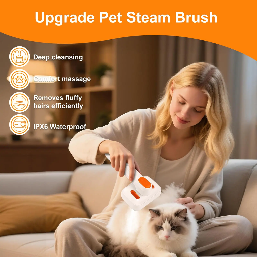 PetVibe™ 3-in-1 Cordless Nano-Steam Pet Grooming Brush