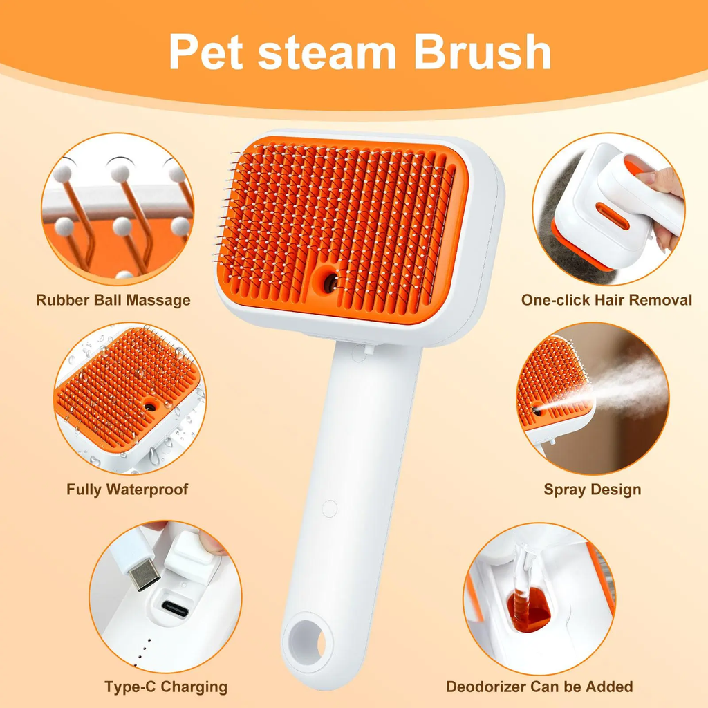 PetVibe™ 3-in-1 Cordless Nano-Steam Pet Grooming Brush
