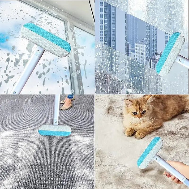 4-in-1 Reusable Lint Remover Broom with 17.7-Inch Standard Handle - Effective Pet Hair Removal Tool for Furniture and Car Seats (Single Pack)